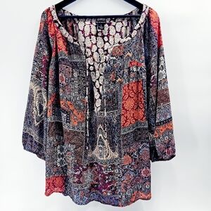 New Direction Women's 3X  Bold Abstract Multicolor Pullover Scoop Neck Tunic